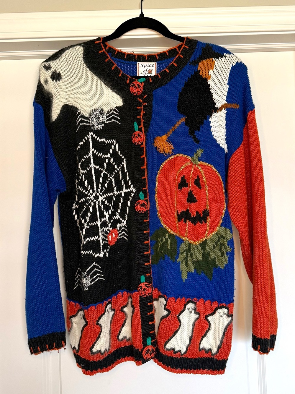 Vintage Spice of Life Halloween Knit Cardigan | L